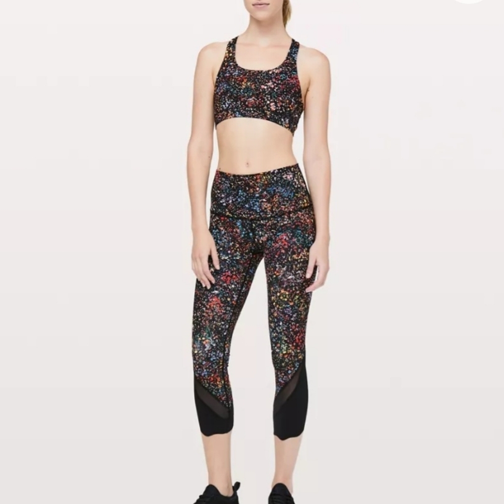 Lululemon Wunder Under Crop II Legging  Flowerescent Multi Scallop Luxtreme 22”